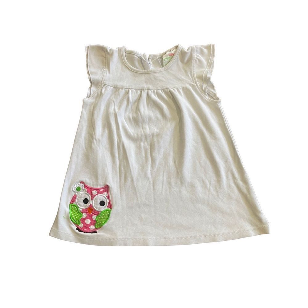 LOLLY WOLLY DOODLE girls top with embroidered owl‎ size 6/7